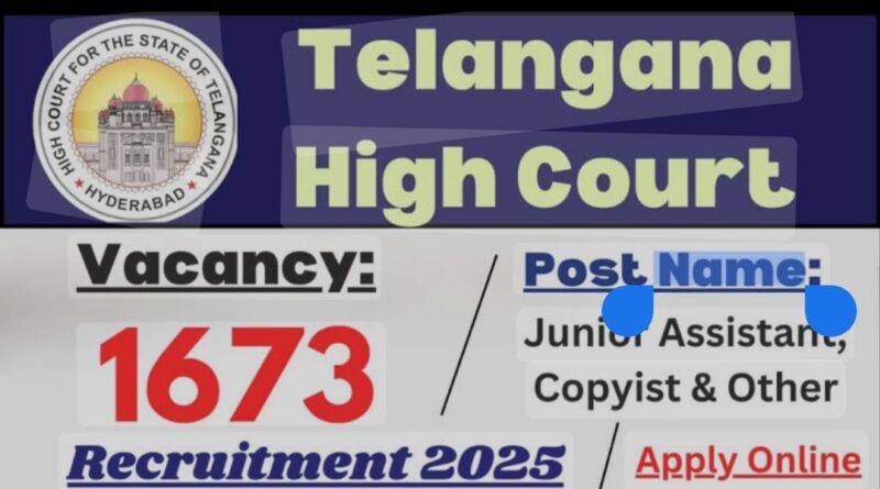 Telangana High Court Vacancies 2025: Apply online for 1277 vacancies across various roles with salary up to ₹1.33 lakh."